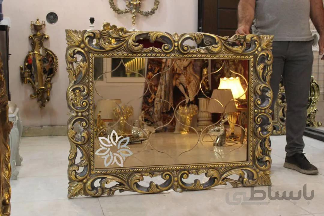 قاب آینه برنز برش دار فایبرگلاس طلایی کد ۱۰۱۹۶۹