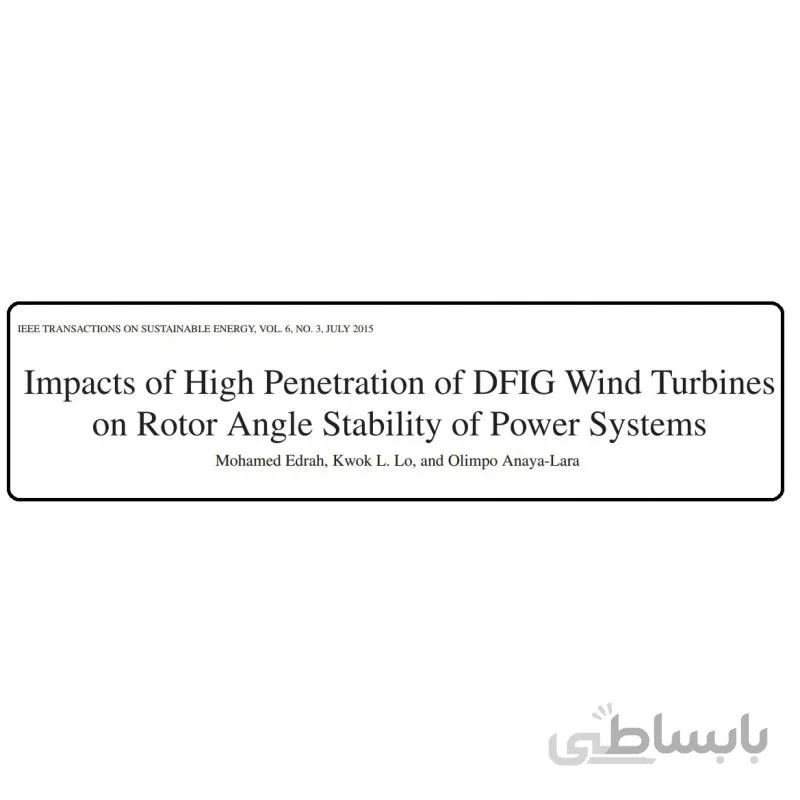 شبیه سازی مقاله Impacts of High Penetration of DFIG Wind Turbines