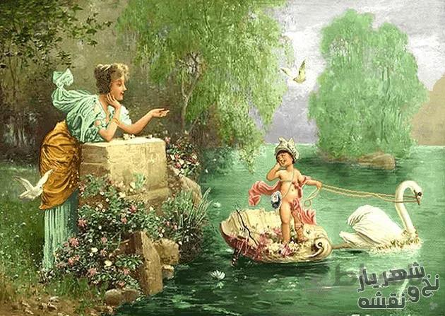 نخ و نقشه تابلو فرش طرح پریان دریا - 217
