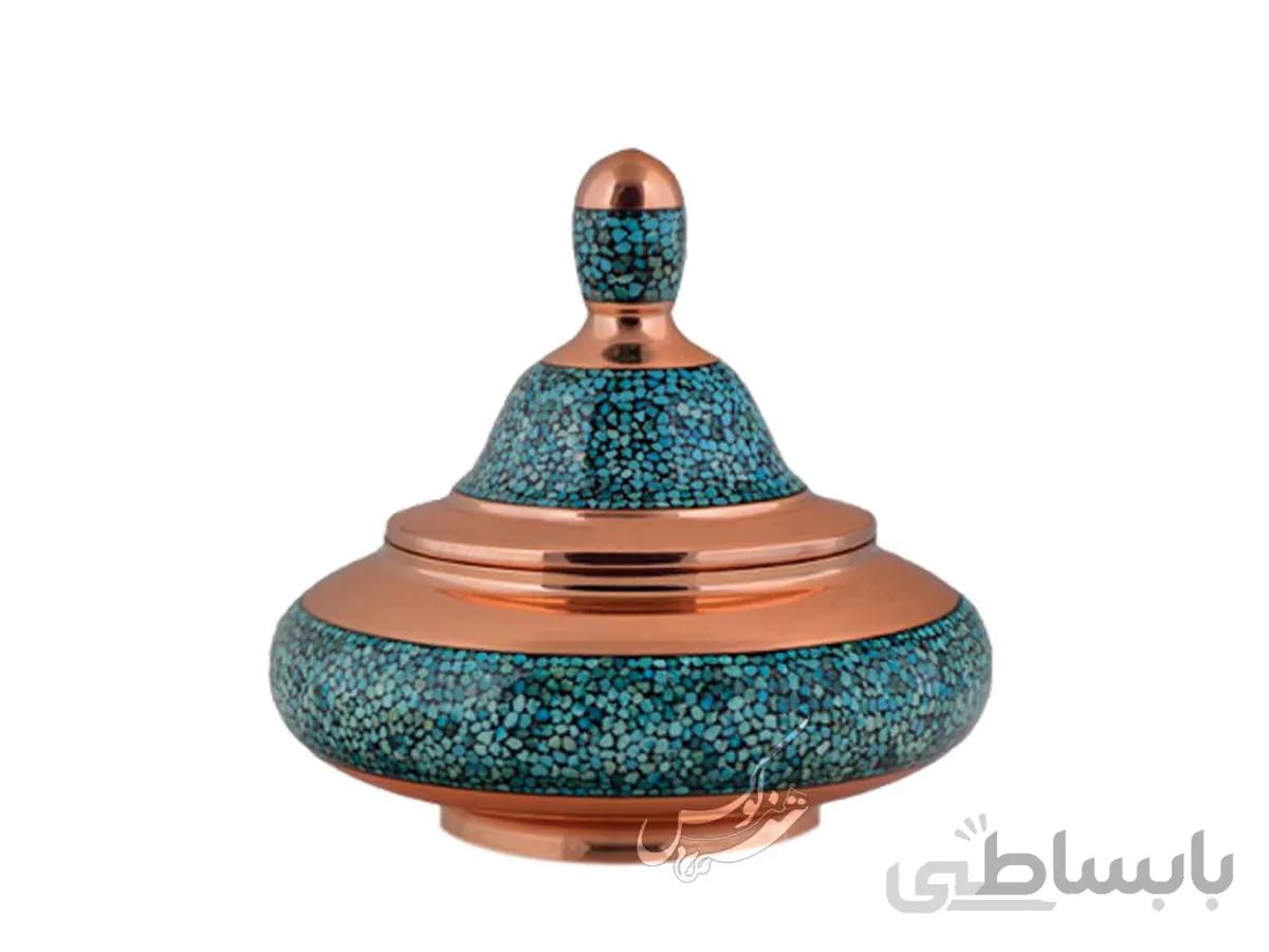 قندان فیروزه کوبی مدل بشقاب پرنده بزرگ