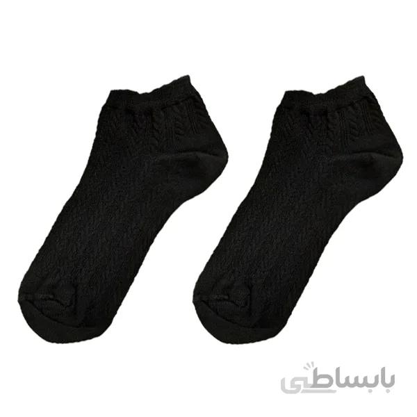 جوراب زنانه بافت ساده مشکی کد PH497.2 السوان ا Elswan Happy Socks Code PH497.2