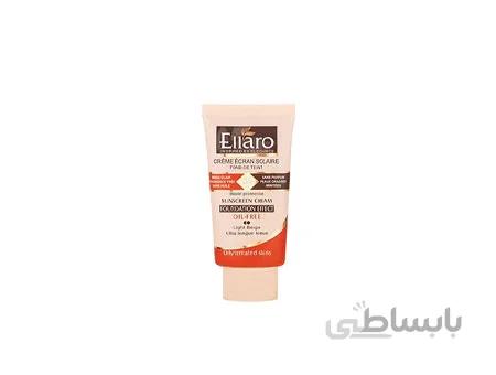 کرم ضدآفتاب کرم پودری SPF30 الارو رنگ بژ طبیعی با حجم 40میلی لیتر ا Ellaro Sunscreen Cream Foundation Effect Oil Free SPF30 Natural Beige کد 388333