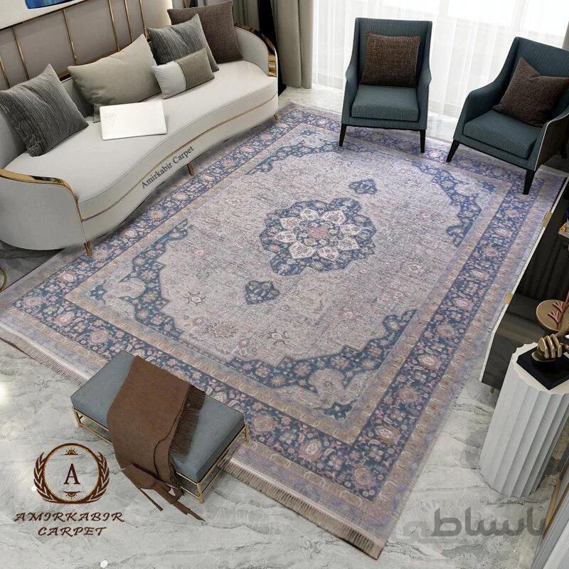 فرش پتینه ۱۵۰۰ شانه طرح هریس نقره ای