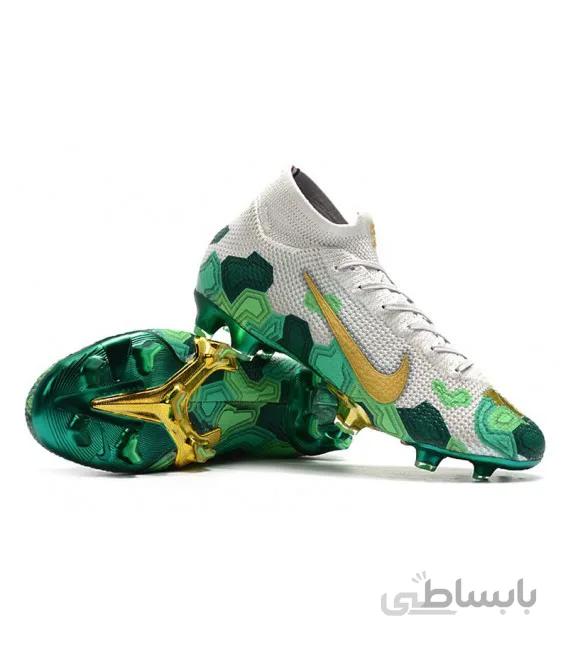 کفش فوتبال نایک مرکوریال ساقدار های کپی Nike Mercurial Superfly VII Elite FG Grey Gold Green