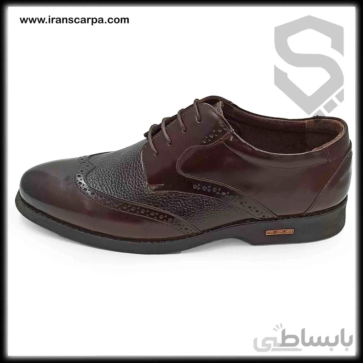 کفش بزرگ پا چرم طبیعی مدل لیزو بندی