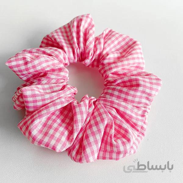 اسکرانچی کتان صورتی چهارخونه ا Scrunchies