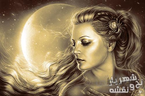 سفارش نخ و نقشه تابلو فرش طرح دختر ماه کد j-245
