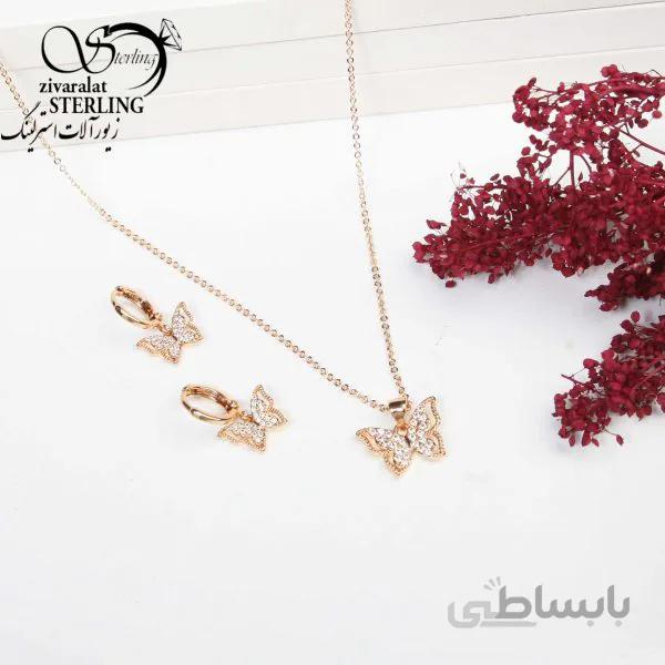 نیمست زنانه طرح طلا مدل پروانه نگین دار