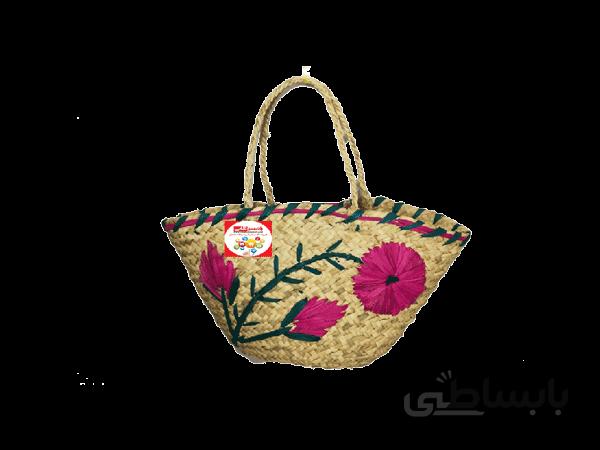 ساک خرید حصیری گلدار