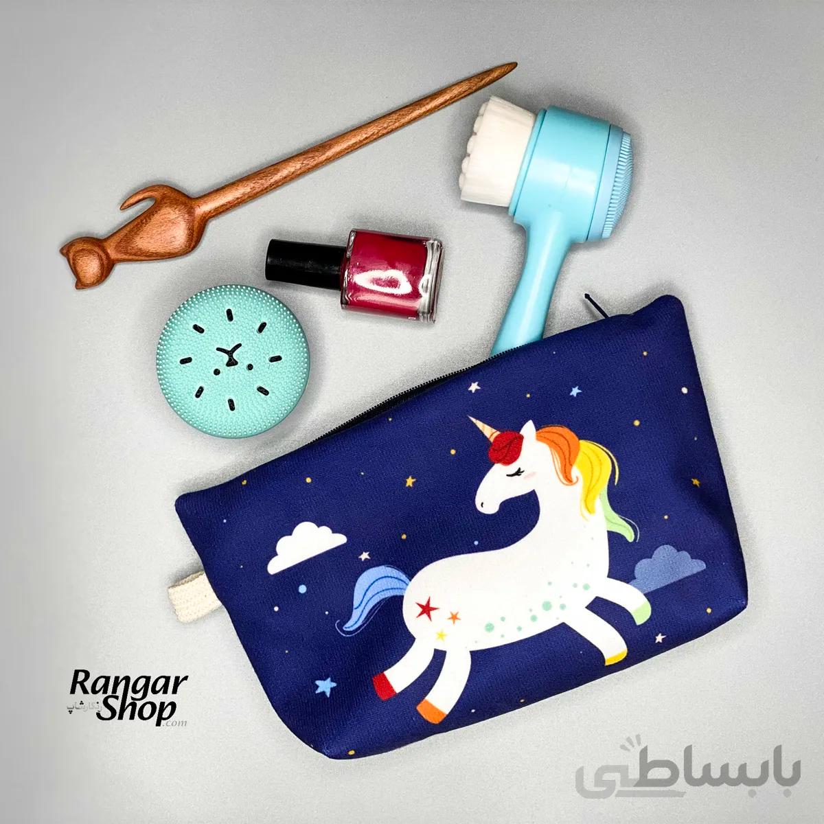 کیف لوازم ارایش طرح تک شاخ