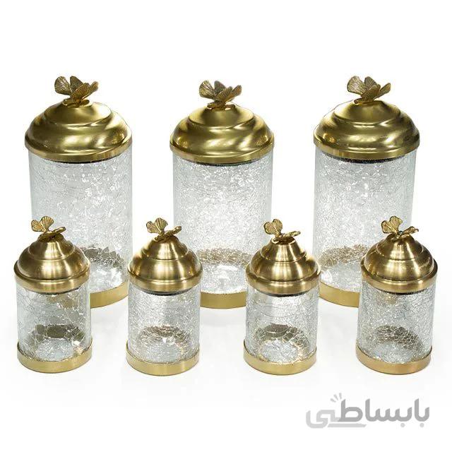 ست جا ادویه 7 پارچه سالینو مدل استوانه برنجی کد B-4055