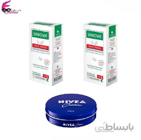 پک شامپو ضد پسوریازیس سینوا (دو عدد) + کرم مرطوب کننده نیوآ