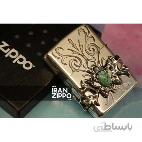 فندک اصل زیپو مدل 6826 | ژاپن | بال و سنگ فیروزه آبی