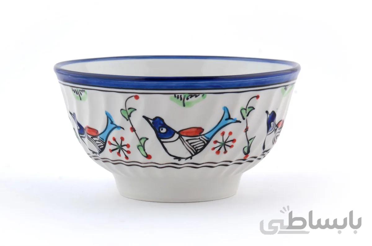 کاسه سوپ خوری چینی میبد مروارید طرح مرغی رنگی