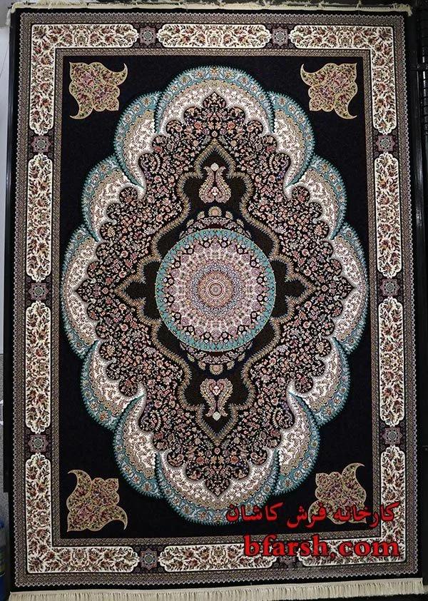 فرش کاشان 1000شانه طرح ارشیدا سرمه ای