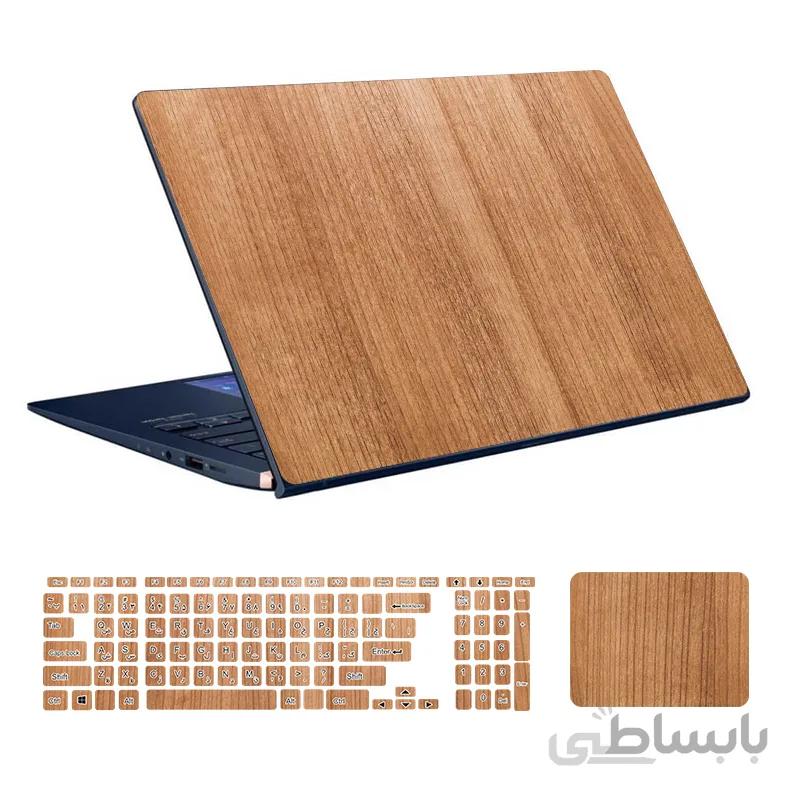 اسکین لپ تاپ طرح Wood کد۰۳ به همراه استیکر کیبورد