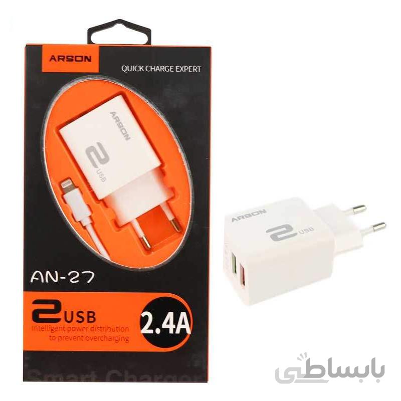 شارژر Arson An-27 2Port + کابل Type-C ا Arson An-27 2Port Wall Charger + Type-C Cable