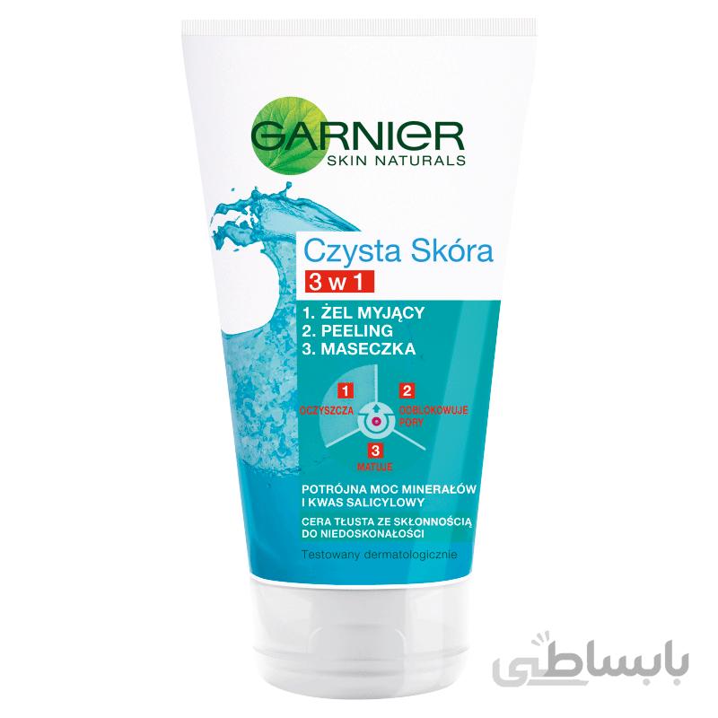ژل شست و شوی لایه بردار مدلCzysta Skóra 3 in 1 پوست چرب گارنیر-گارنیه Garnier Czysta Skóra 3 in 1 washing gel peeling mask 150ml