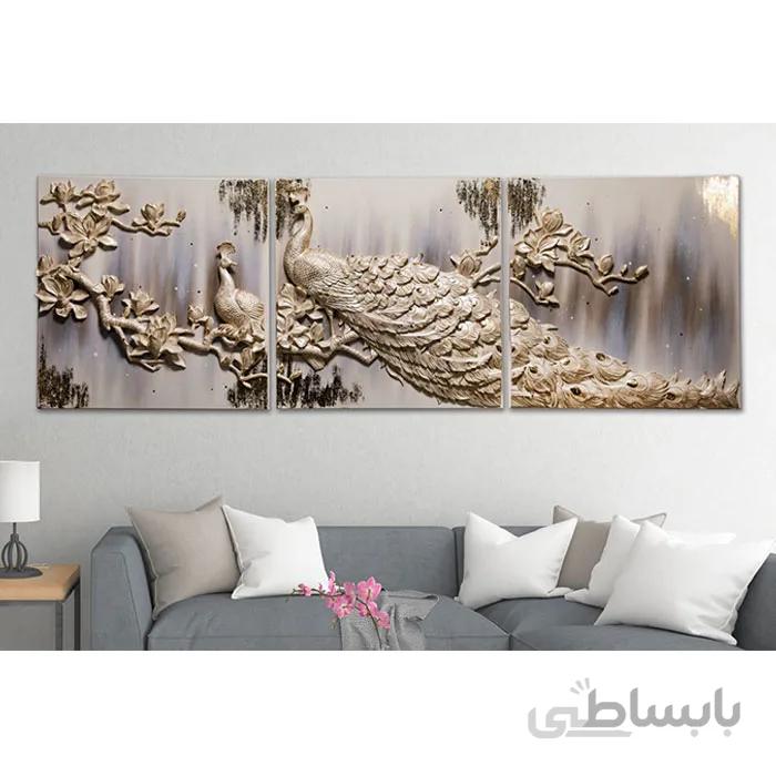 تابلو برجسته طرح طاووس و گل مگنولیا کد DE8370GL