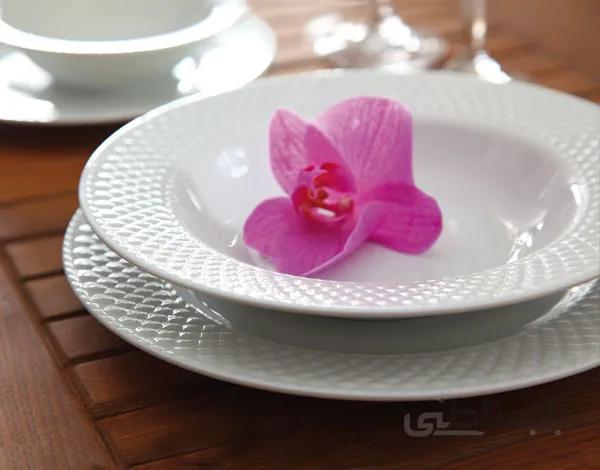 سرویس غذاخوری 28 پارچه چینی زرین ایران سری رادیانس مدل سفید ( Sefid )درجه سه