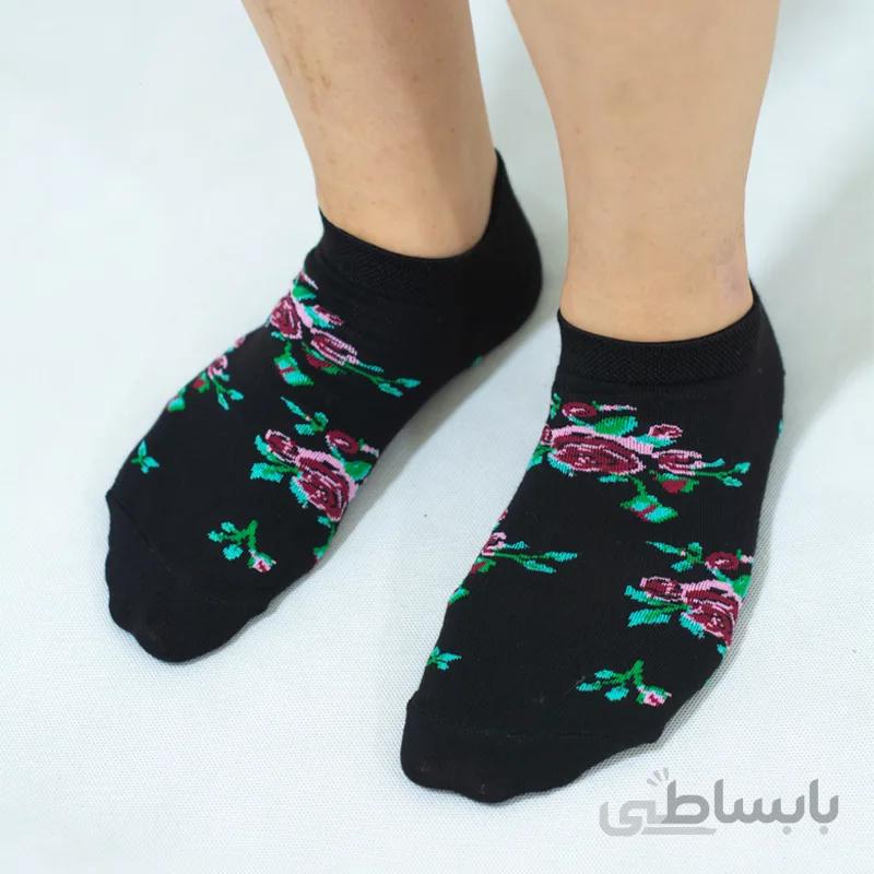 جوراب مچی گل رز مشکی پاریز