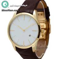 ساعت ویولت مردانه کلاسیک طلایی بند چرم صفحه سفید کد 0500/2G