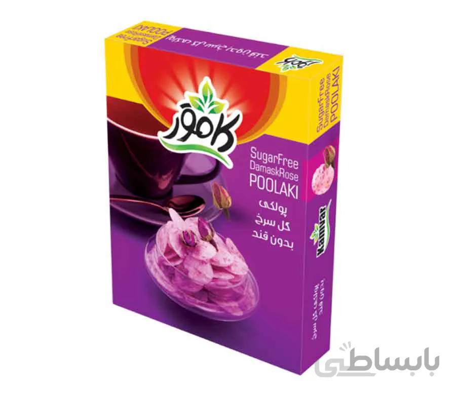 پولکی گل سرخ بدون قند و رژیمی کامور مقدار 150 گرم