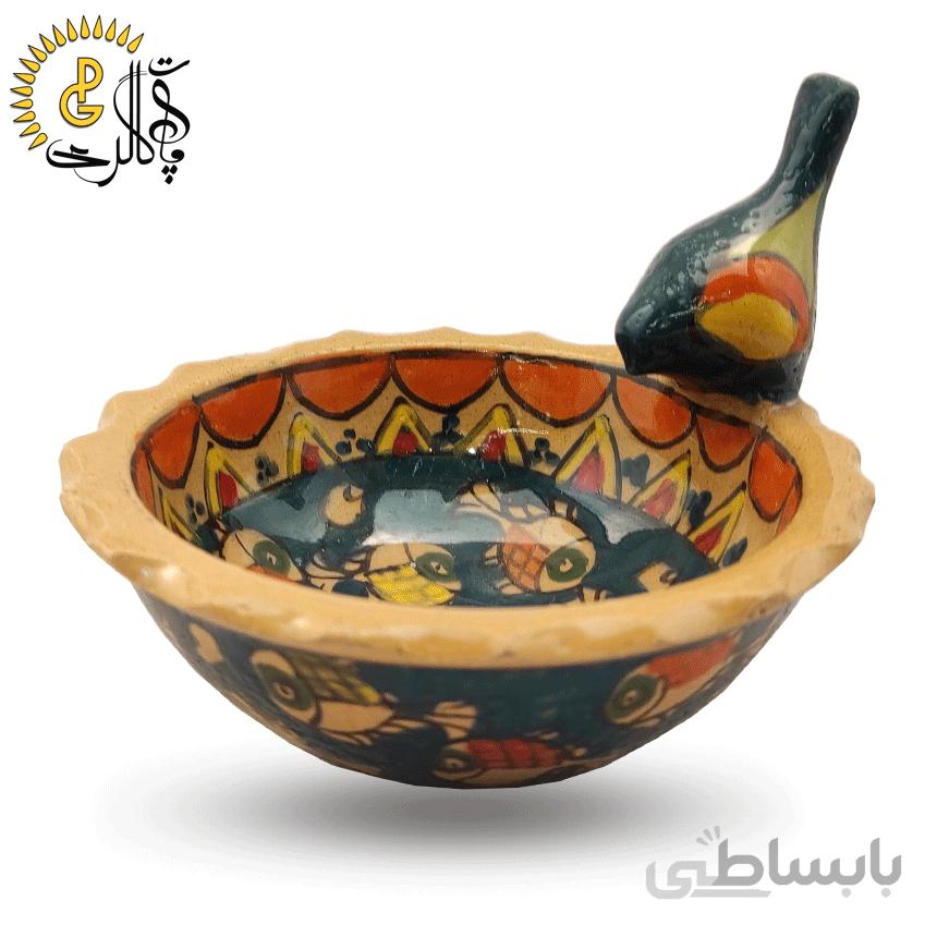 کاسه سفالی طرح پرنده کد 0810