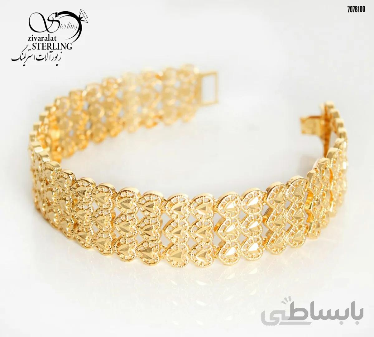 دستبند طرح طلا طرح قلب کد:۲۸۸۷