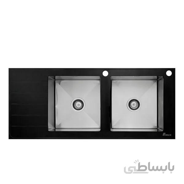 سینک شیشه ای توکار مدل BG 812 مشکی بیمکث