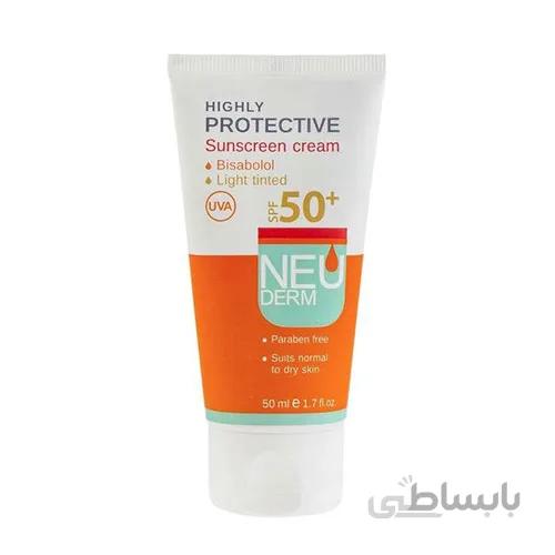کرم ضد آفتاب نئودرم مدل Highly Protective SPF50 حجم 50 میلی لیتر ا Neuderm Highly Protective Sunscreen Cream SPF50 50ml