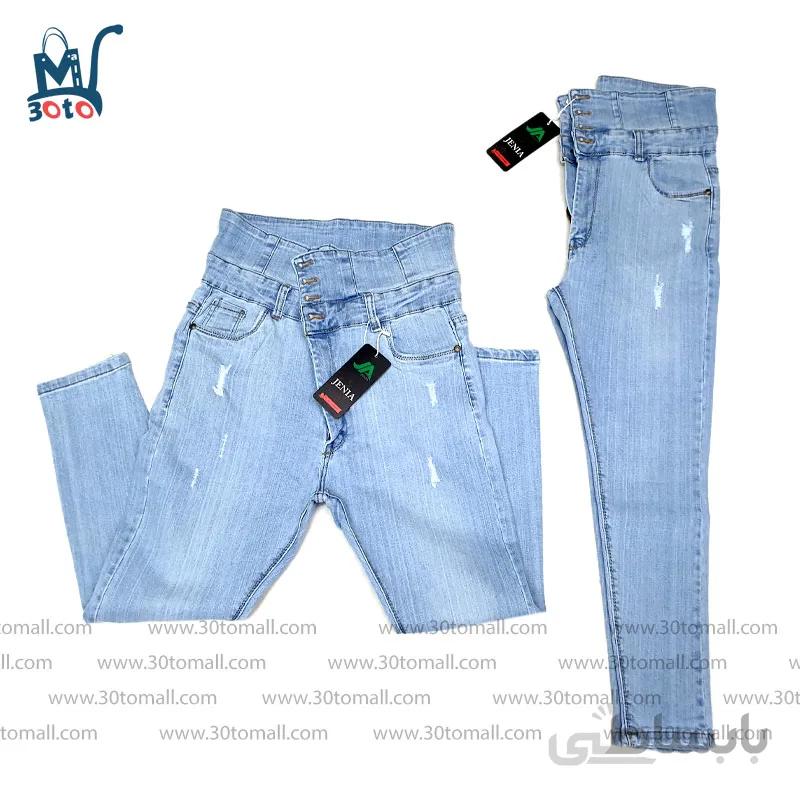 شلوار جین زنانه 2کمری گندار مدل je002 ابی روشن
