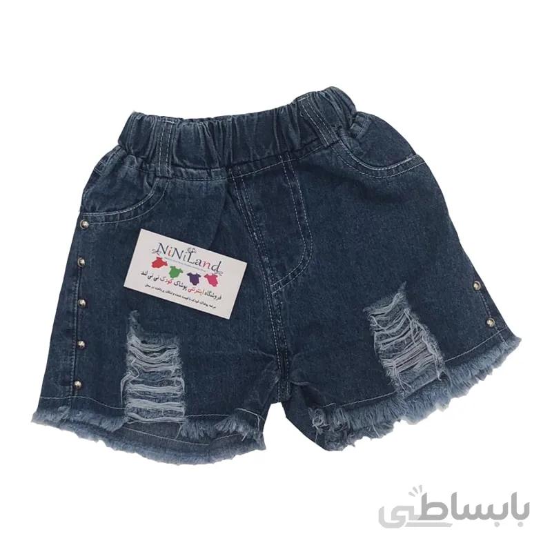 شورت جین پرچ دار