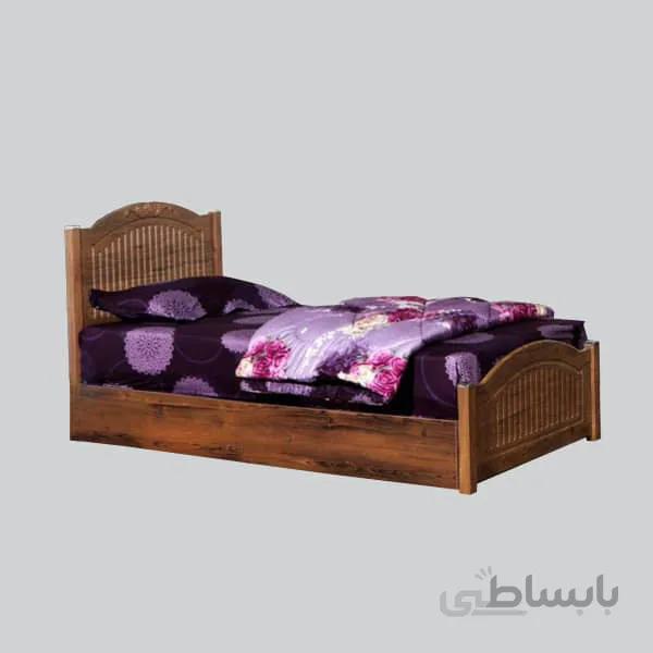 تخت خواب یکنفره مدل صبا سایز 90x200 سانتیمتر ام دی اف حمل رایگان - آنتیک طلایی 90