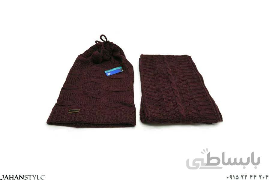 کلاه و شال گردن زرشکی دخترانه
