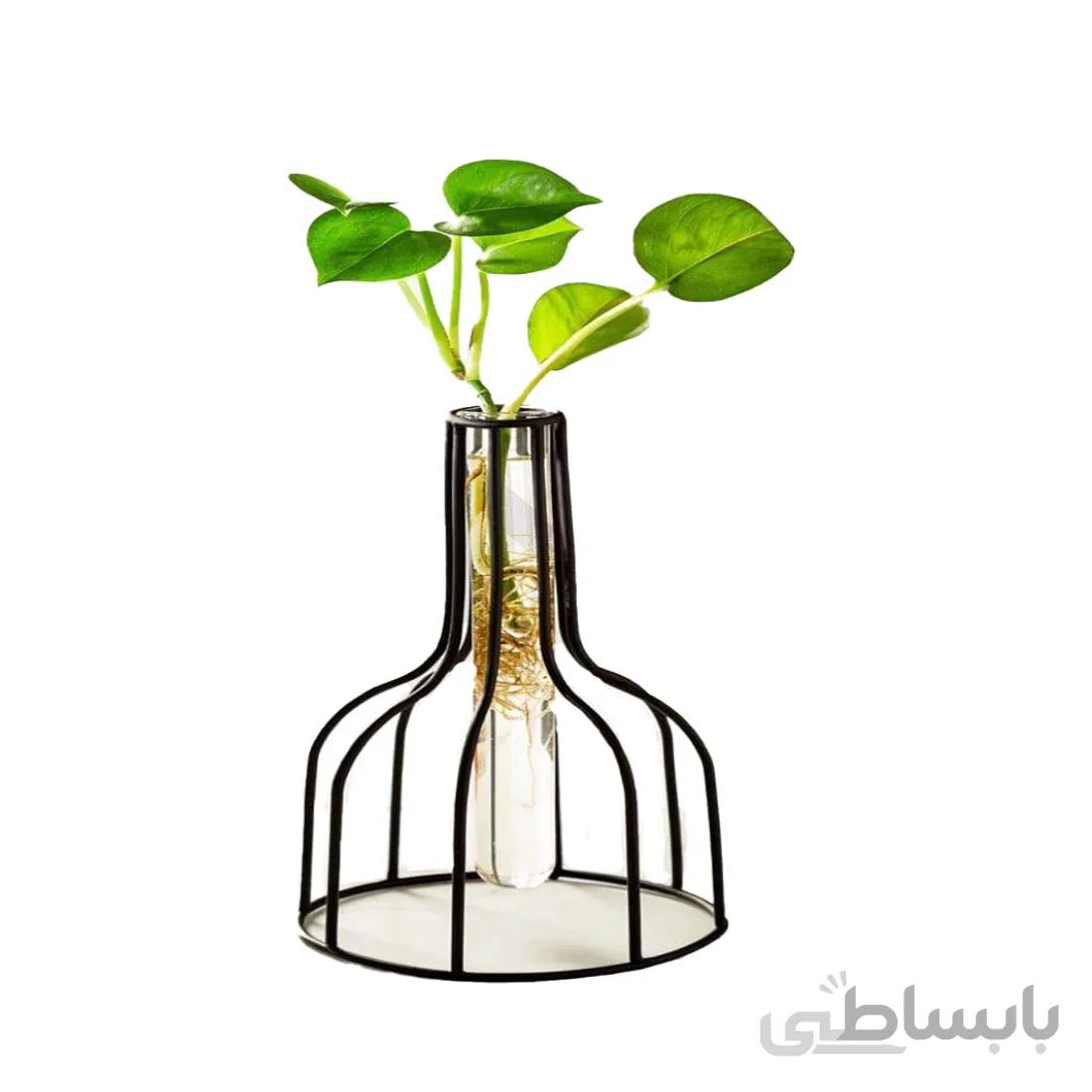 گلدان رومیزی فلزی مدل خمره ای انزو