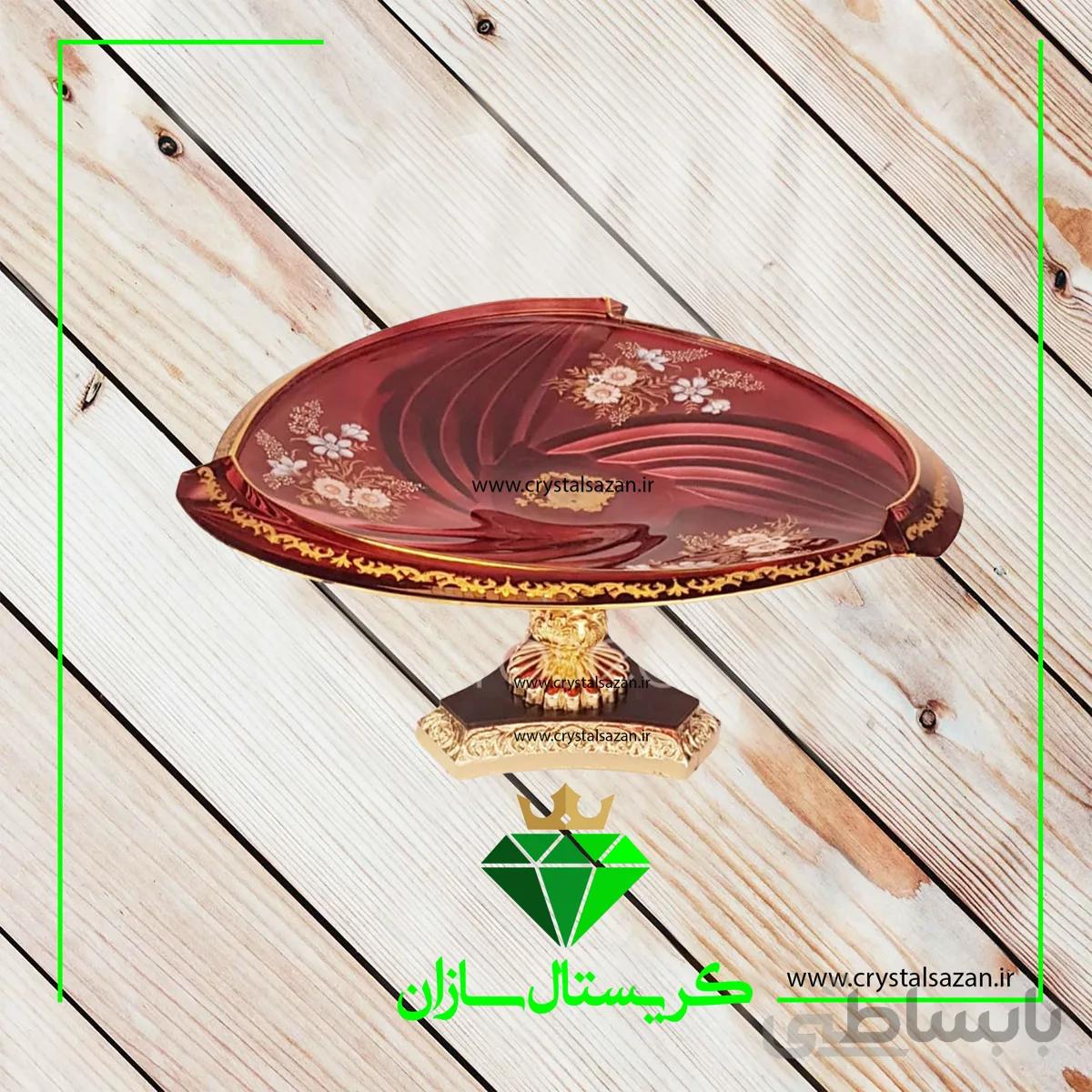 دیس شیرینی خوری کریستال پایه دار کریستال سازان مدل اسکار کد K1173