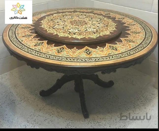 میز غذا خوری معرق منبت چوب،گردون ۶ نفره کد ۱۰۱۳۷۱