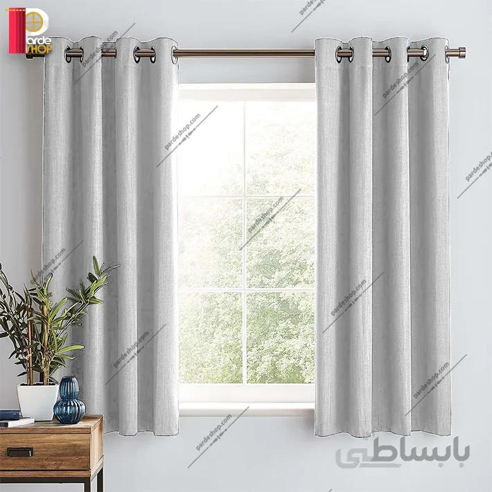 مجموعه دو پنلی پرده کتان ملانژ سفید