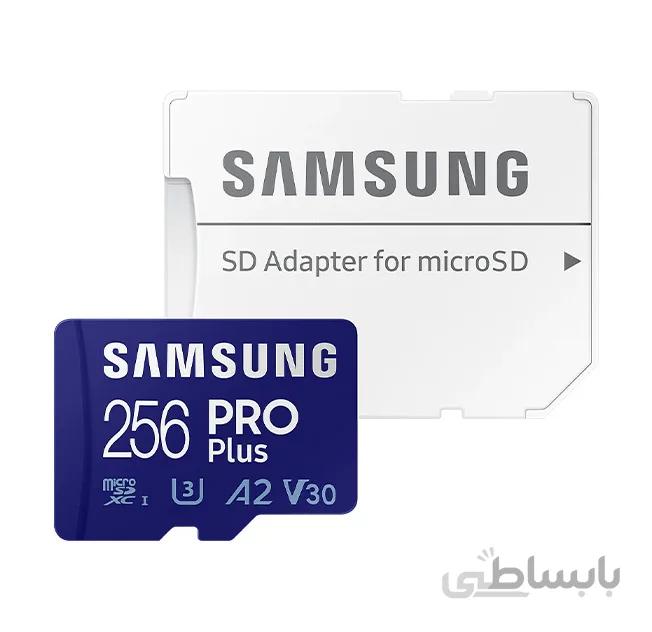 کارت حافظه MicroSDXC سامسونگ مدل Samsung PRO Plus کلاس UHS-I U3 A2 V30 همراه با آداپتور SD ظرفیت 256 گیگابایت
