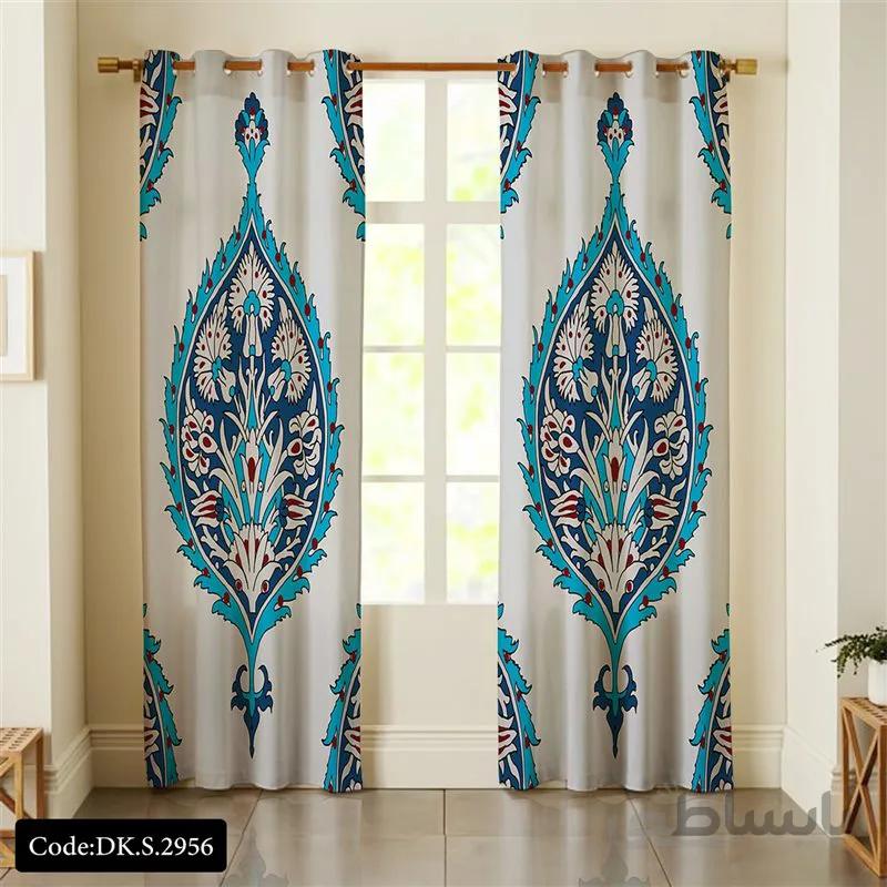 پرده پانچی (هازان و مخمل)کد DK.S.2956 طرح ایرانی و سنتی اسلیمی تک نقش