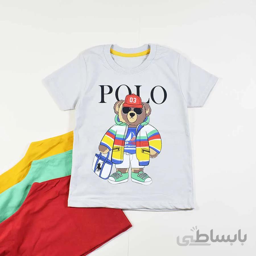 تیشرت شلوارک پسرانه بچه گانه خرس پولو کد 2342
