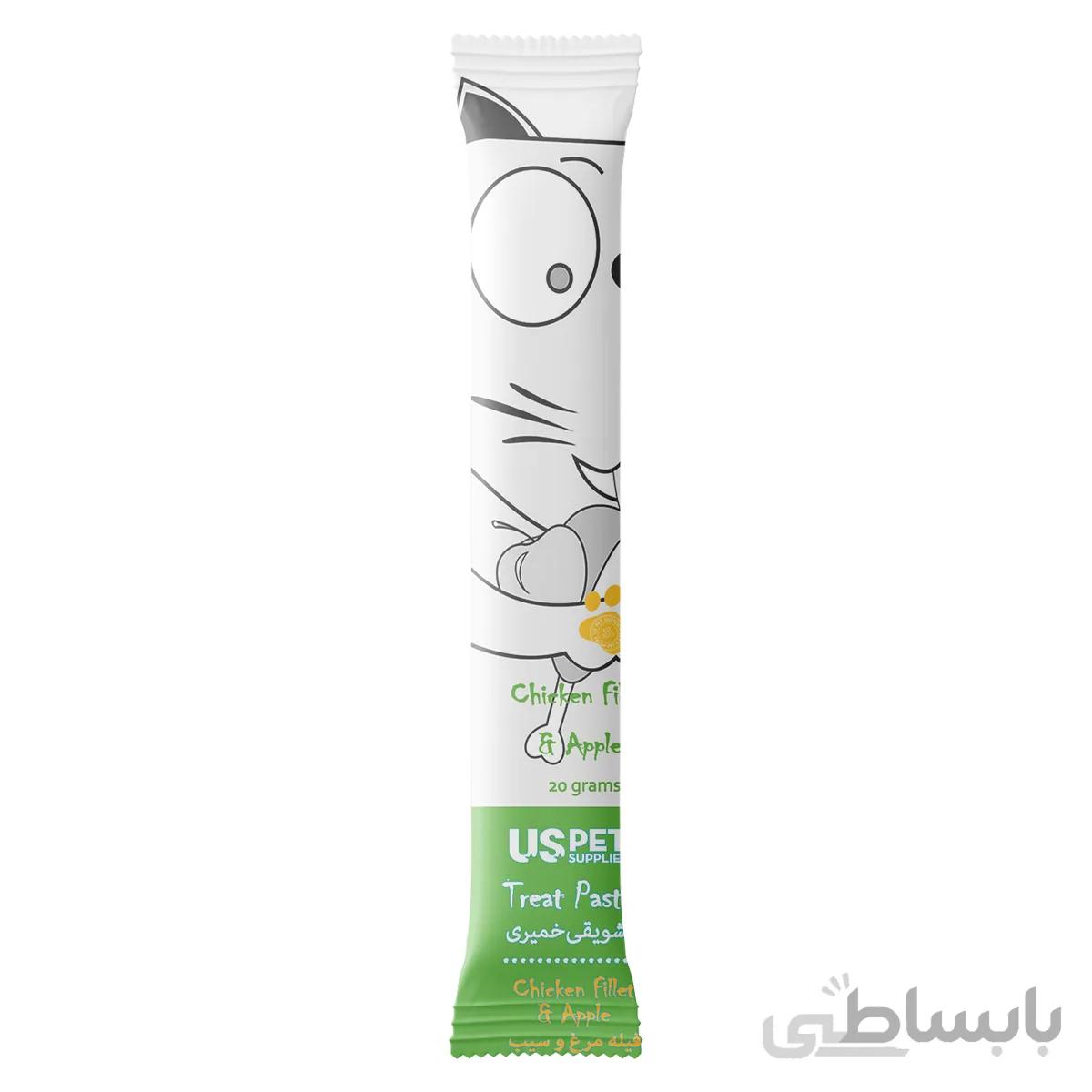 بستنی یو اس پت گربه با طعم گوشت فیله مرغ و سیب 20 گرمی ا USPET Treat Paste with Chicken Fillet & Apple
