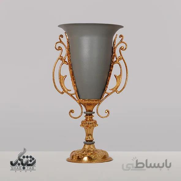 گلدان I 855 کاپ خربزه ای لبه باز سایز 1 طوسی طلایی