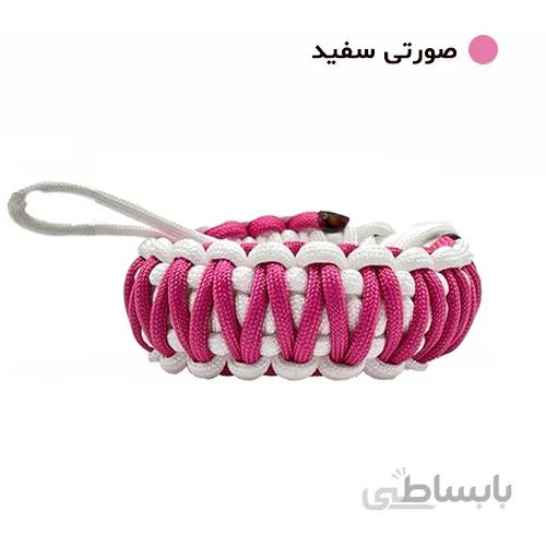 بند مچی دوربین عکاسی پاراکورد صورتی سفید Camera Strap Paracord 009