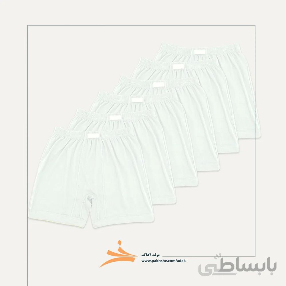 بسته شش عددی شورت پادار سفید آداک کد ۱۱۸۹۰4