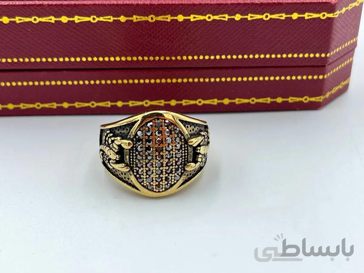 انگشتر مردانه طرح عقرب نگین کاری