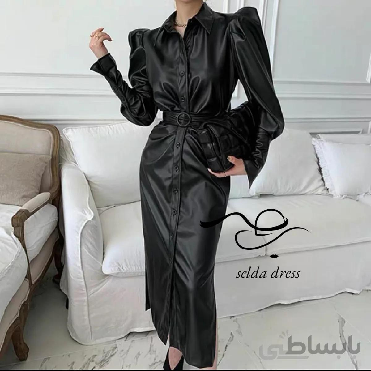 پالتو و بارانی چرم پاییزه و زمستاتی شیک دخترانه و زمستانی 1235 مشکی / 34 ا 1235