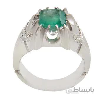 انگشتر نقره مردانه مدل زمرد کد am_1607
