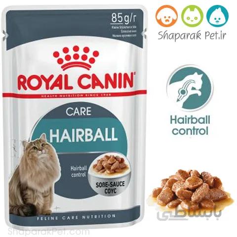 پوچ رویال کنین مخصوص گربه بالغ در اب گوشت مدل هیربال Hairball Care ا Royal canin Hairball